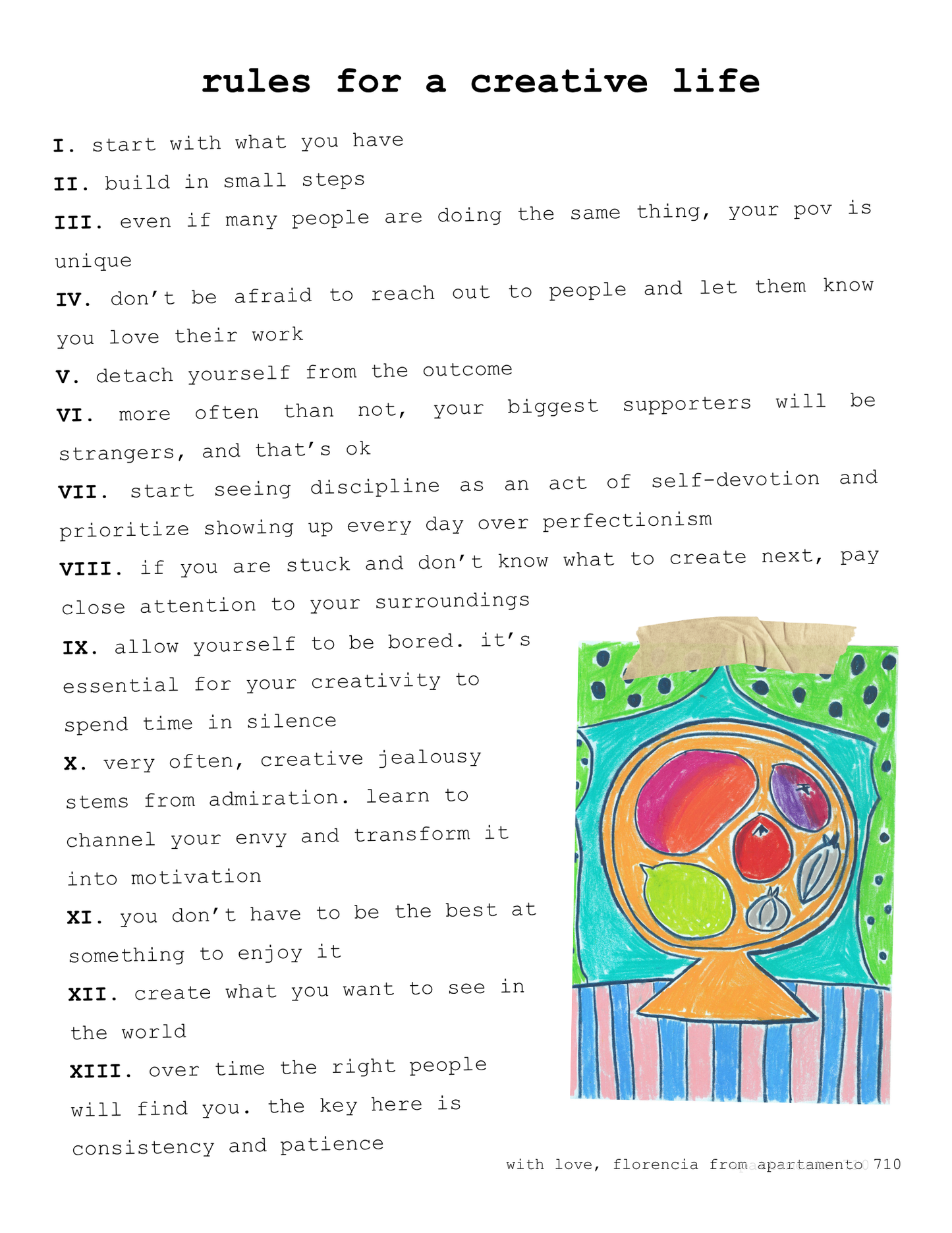 Rules for a creative life